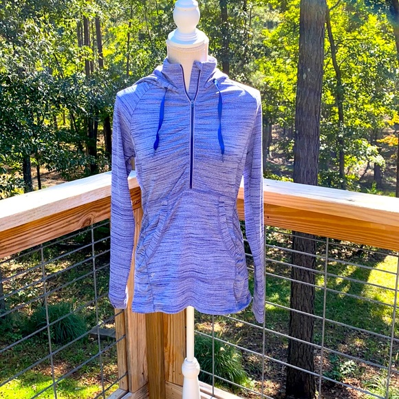 Athleta Jackets & Blazers - Athleta Purple Gray Half Zip Marled Athletic Jacket Yoga Hoodie size M soft